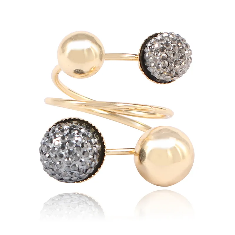 Женские кольца Exquesite, черные, в стиле панк, с кристаллами, 1 шт., открытые, уникальные, на кончик пальца, кольца миди, открытые, золотые стразы, регулируемые кольца