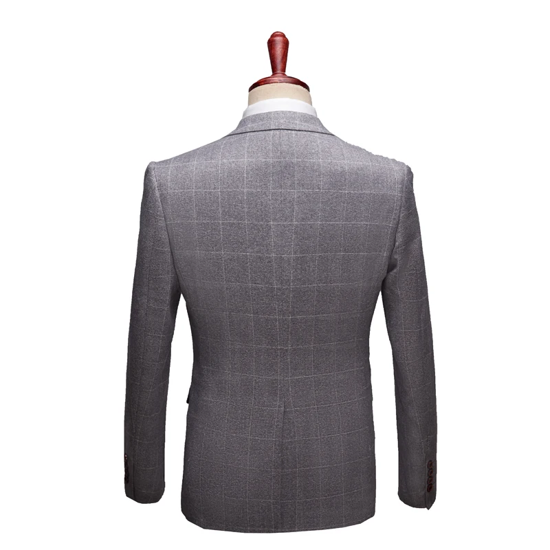 (Suit jacket+vest+pant )Top Quality Plaid Suit man Slim business suits Wedding Party 