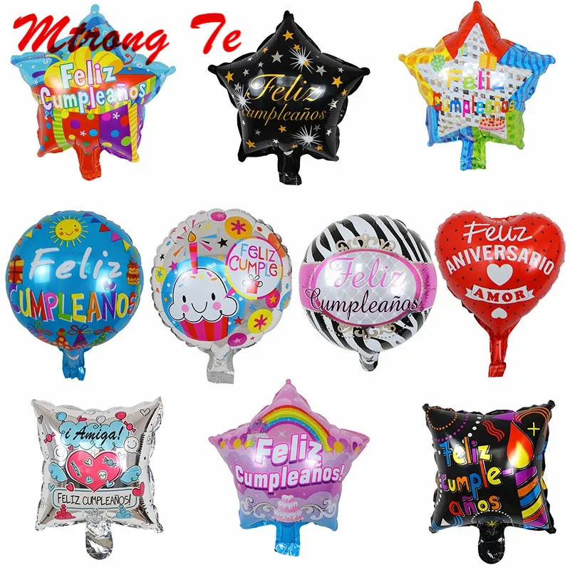 18 Inch Spanish Happy Birthday Round Shape Party Mylar Balloons Decoration