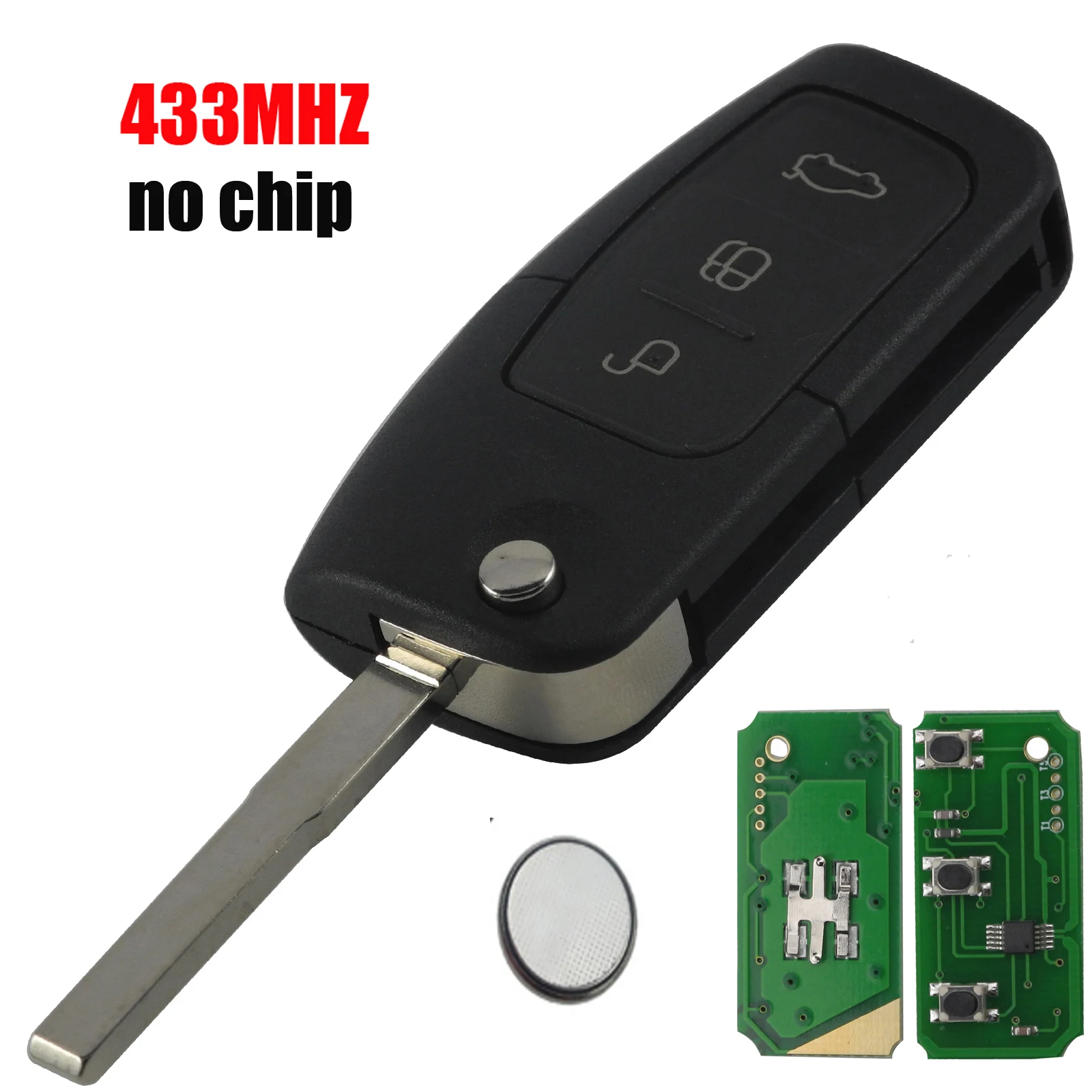 

jingyuqin 433 MHz ID63 ID60 3 Button Flip Folding Remote Control Car Key for Ford Focus 2 3 mondeo Max S Max Fiesta HU101 FO21