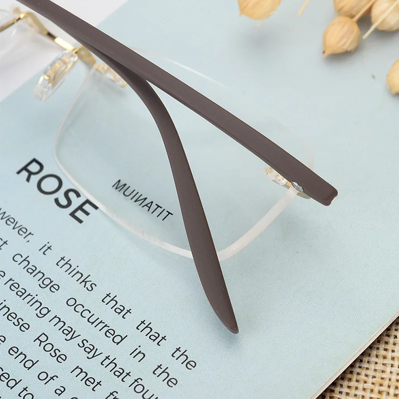 Rimless Men Eyeglasses Frame Fashion Brand Designer Myopia TR leg Clear Optical Prescription Eyewear transparent Frame RW003