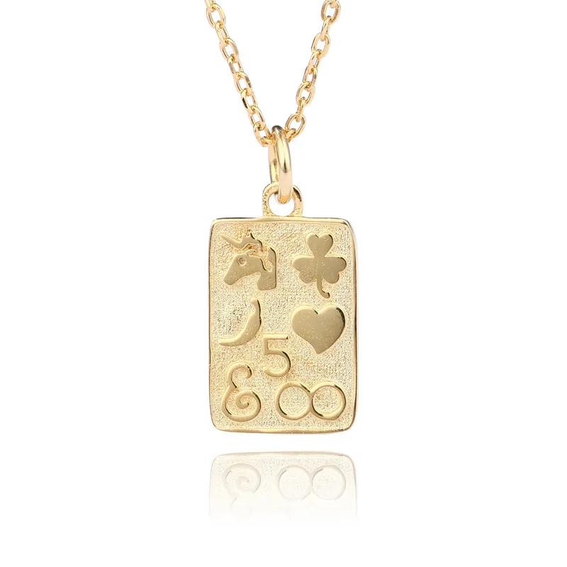 

Fashion n Rectangle Four Leaf Clover Tag 925 Sterling Silver Necklace