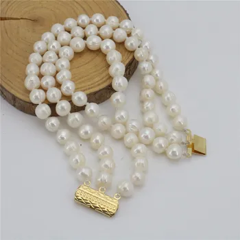 

new Style Graceful 3 rows 7-8mm white freshwater pearl bracelet beads jewelry Natural stone 7.5" making YE2105 Wholesale Price