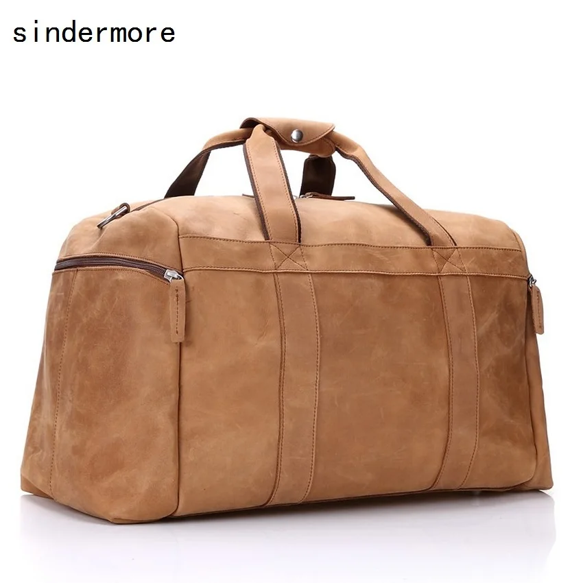 21 &quotвинтаж Натуральная Кожа молния сумки для Путешествий Вещевой Мешок Weekender