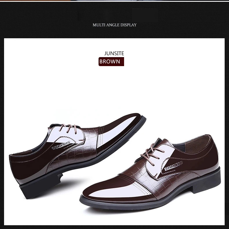 Crocodile pattern leather office men dress shoes fashion black  formal shoes men elegant business oxford wedding shoes NET626 9