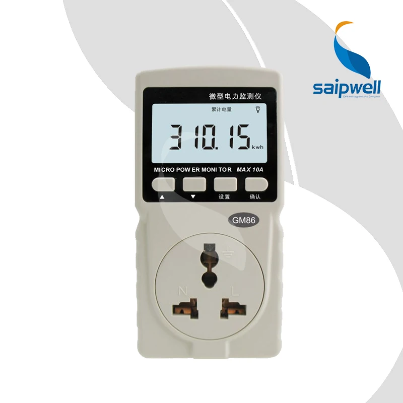 Intelligent Power Meter Big LCD Monitor Measure ConsumptIon AC Active Energy Saving Monitoring