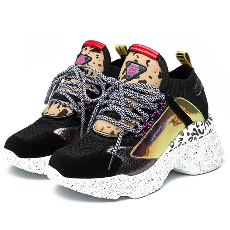 

2019 Women Dad Chunky Shoes New Spring Sneakers Lady Girls Genuine Leather Platform Casual Shoes Woman Patchwork Ladies Footware