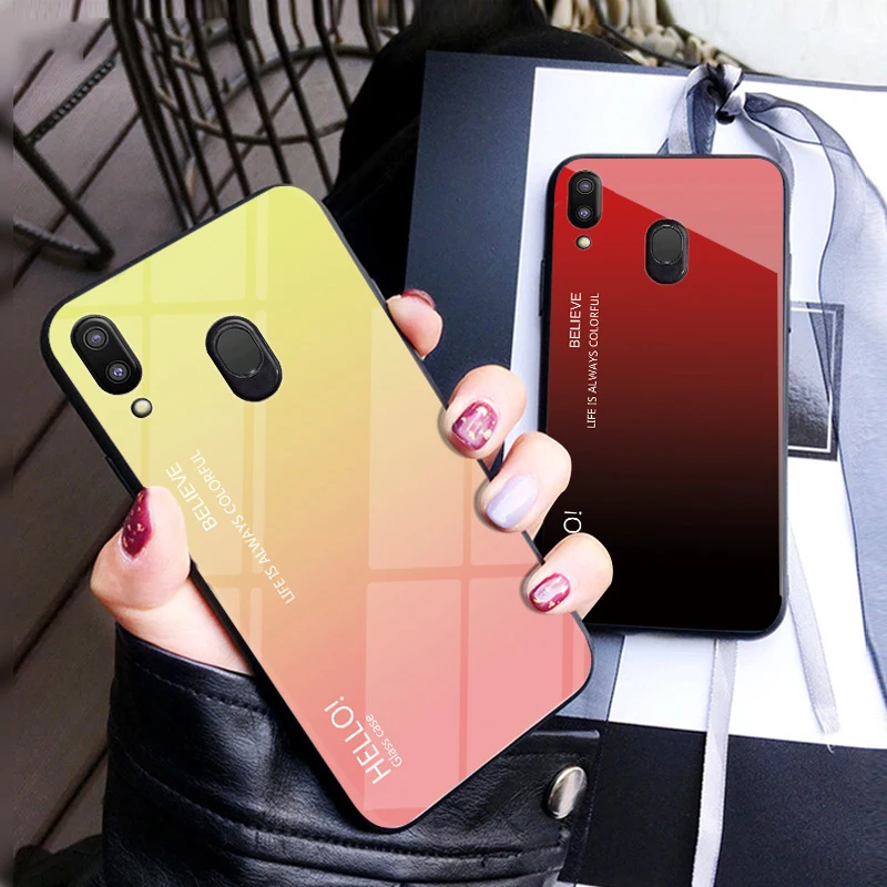 Чехол MAKAVO для Samsung Galaxy M20 роскошные чехлы из закаленного стекла с градиентом M30 M10 |