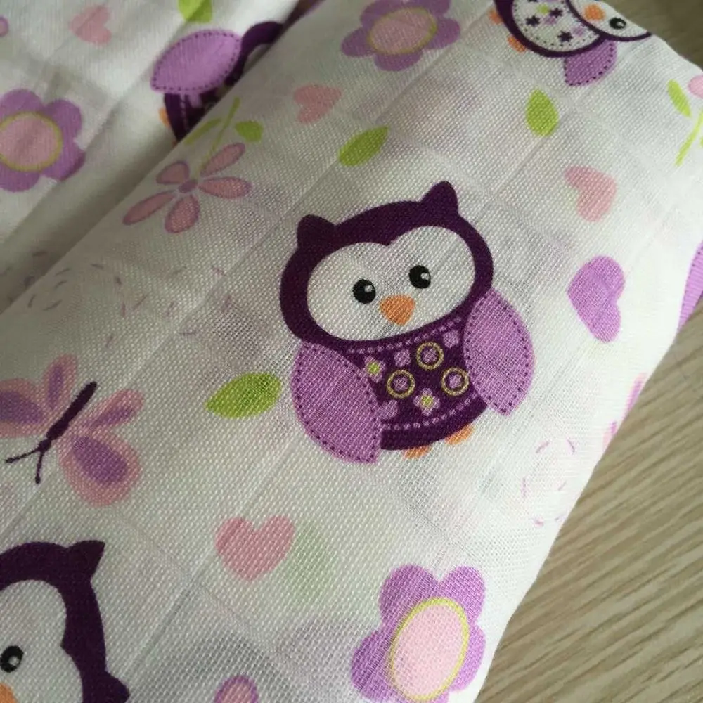 Детское муслиновое Пеленальное Одеяло 47x4" для новорожденных мальчиков и девочек, детское одеяло с милым рисунком Совы и животных - Цвет: Owl