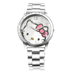 

HelloKitty Clock Women Dress Watch Hello Kitty Cartoon Watches Stainless Steel Watch Women Rhinestone Watches kids reloj mujer
