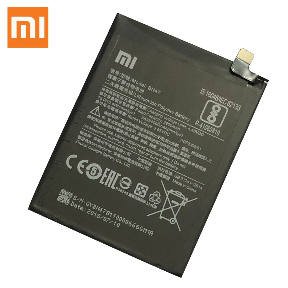 

XiaoMi Original Replacement Battery BN47 For Xiaomi RedMi6 Pro Redmi 6 pro Redrice 100% New Authentic Phone Battery 3900mAh