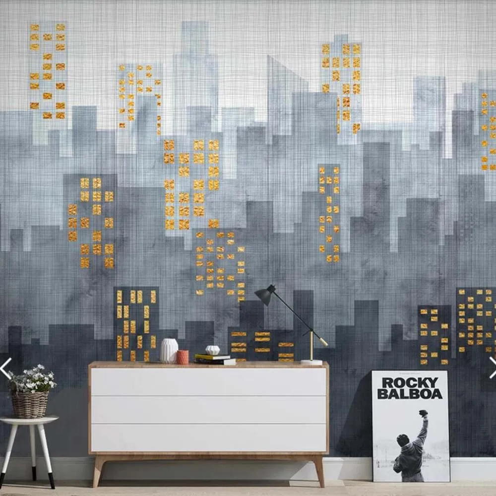 

European 3D Abstract City Construction Printed Photo Wallpaper Mural Living Room Decor Murals Custom Papers Painting