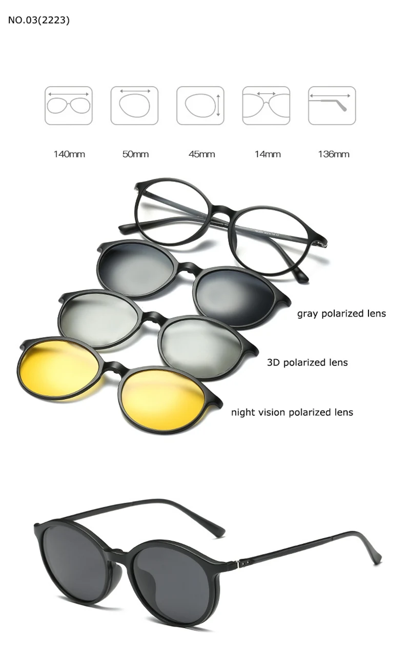 Оправа для очков для мужчин и женщин с 3 клипсами на 3D поляризованные солнцезащитные очки магнитные очки мужские для вождения близорукость