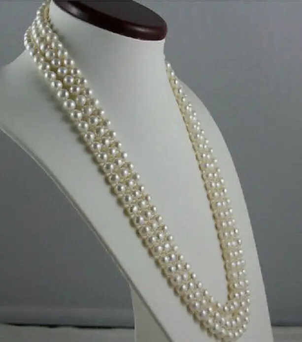 

LONGER 60"8-9MM PERFECT AAA NATURAL JAPANESE AKOYA GENUINE WHITE PEARL NECKLACE