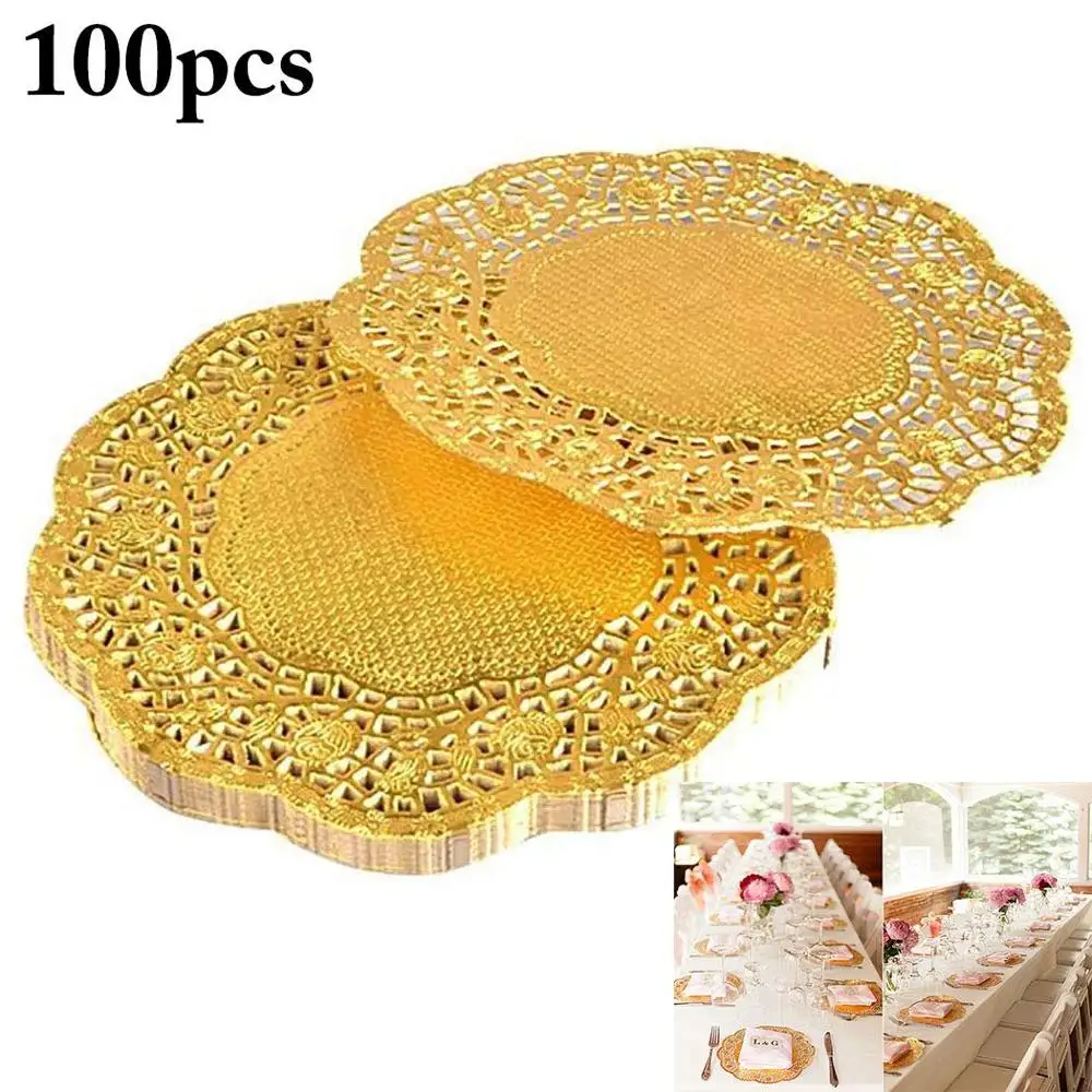 100pcs White Round Lace Coasters Cake Pad Papers Party Table Paper Supplies New 