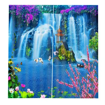 

3d Waterfull window curtains blackout pavilion curtains custom sheer curtains for living room bedroom hotel Decorations