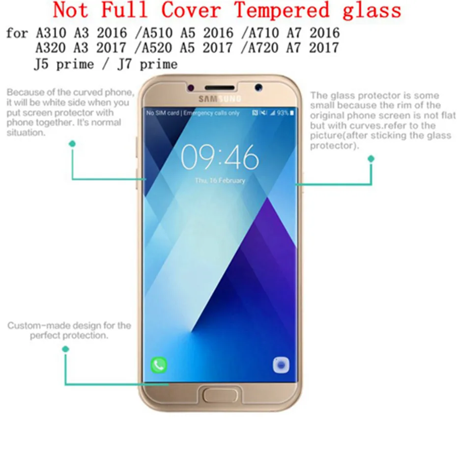 Защитная пленка для экрана из закаленного стекла samsung A5 A7 A3 2016 2017 9H ультратонкое