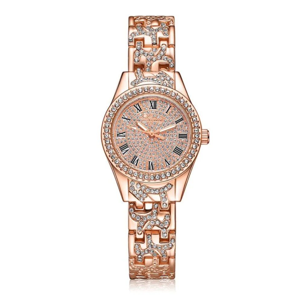 

Luxury Women Watches Rhinestone Dial Ladies Quartz Wristwatch Movement Rose Gold Alloy Strap Clock Top Lvpai Zegarki Damskie@50