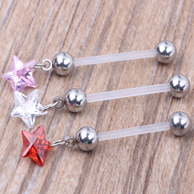 60pcs/lot 19mm Star Pregnancy Belly Button Rings Body Piercing Jewellery Pregnant Belly Rings