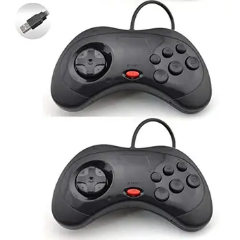 

Ruitroliker 2Pcs/set USB Classic Controller Joy Pad for Saturn Style PC & MAC Black