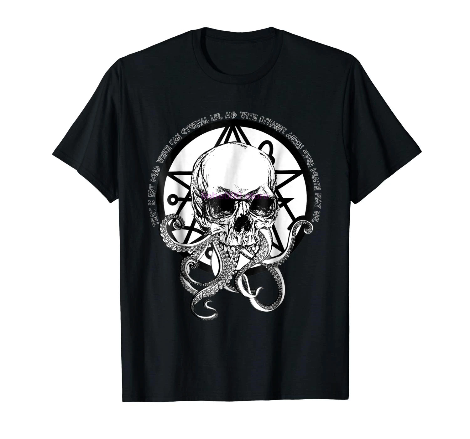 

GILDAN brand men shirt CTHULHU SKULL TENTACLES T Shirt w Necronomicon Pentagram
