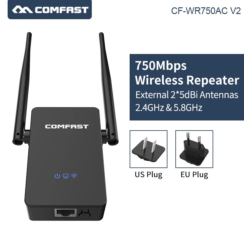 

COMFAST CF-WR750ACV2 Wireless WIFI Repeater 750Mbps mini wifi Router Dual Band 5Ghz 802.11AC Wi fi Roteador Extender antennas