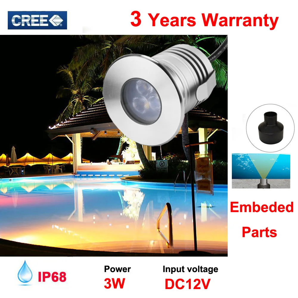 Brilho de Iluminação de Aço Ip68 à Prova Água Marinha Luz Subaquática Barco Branca Inoxidável Lâmpada 12v24v d’ 3 w Led