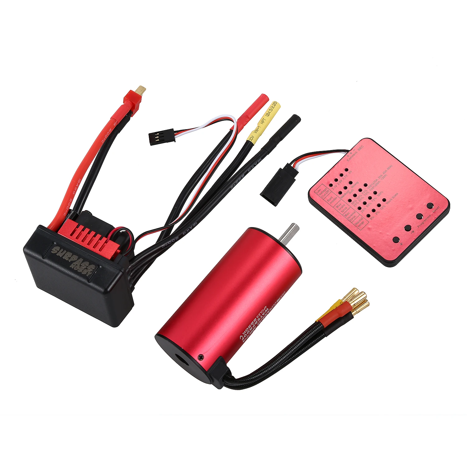 

SURPASS HOBBY S3674 2250KV Sensorless Brushless Motor 120A Brushless ESC and Program Card Combo Set for 1/8 RC Car Tr