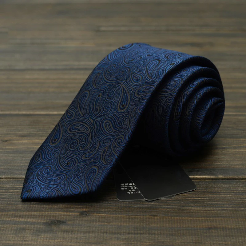 Высокое качество Новый Темно-синие Пейсли Галстуки для Для мужчин 7 см дизайнер модного бренда галстук профессия интервью костюм Для