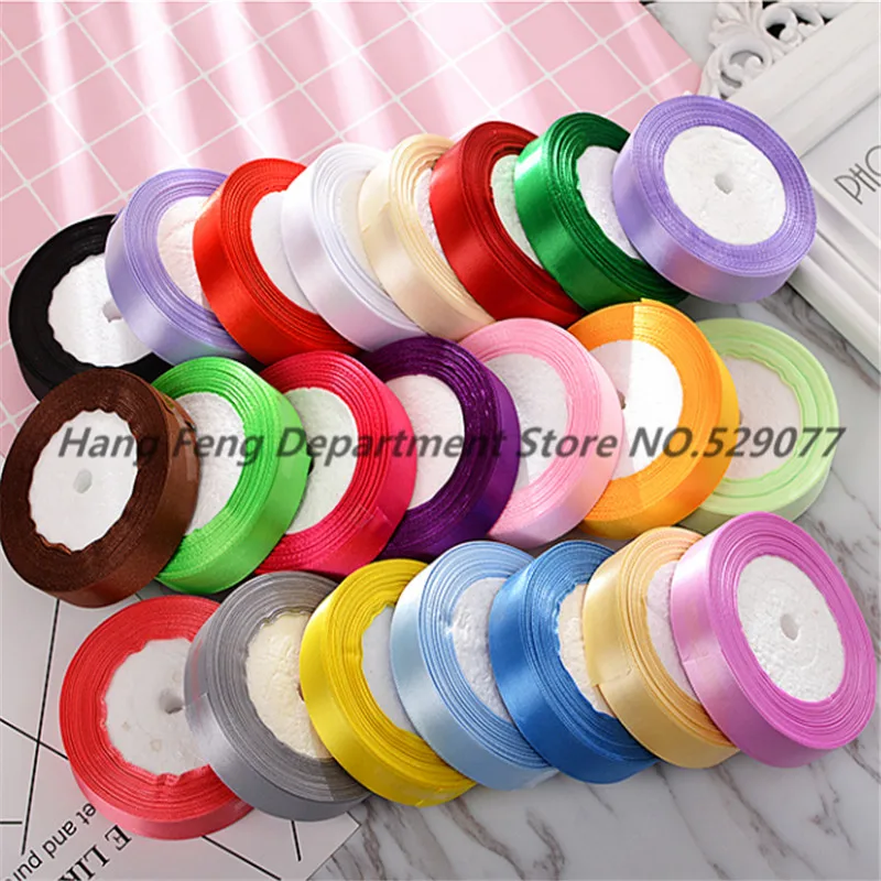 

25yards/roll 10mm grosgrain ribbon gift packing decoration silk satin ribbons for needlework Diy crafts wedding card material
