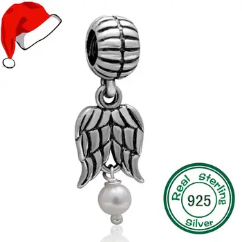 

Original 100% Authentic 925 Sterling Silver Guardian Angel Wings Charm with White Freshwater Pearl Beads fits Pandora Bracelets