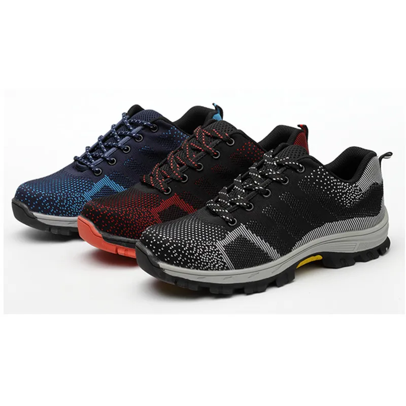 

Men Steel Safety Shoes Fashion Mesh Sneakers Work Shoes Breathable Lightweight Tennis Anti-Smashing Puncture Steel Toe Shoes