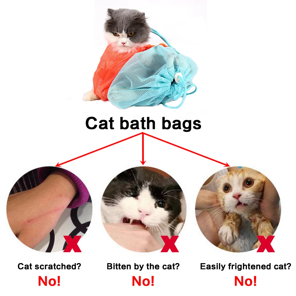Переносная Сетчатая Сумка-ограничитель для ухода за кошками, хорошо подходит для мытье ванна, для ногтей, сумка для чистки, регулируемая отделка для ногтей