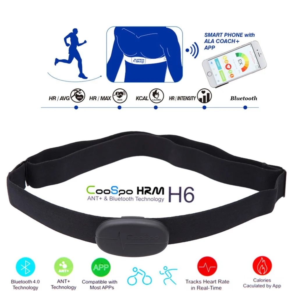  Coospo H6 ANT + спортивная монитор сердечного ритма датчик bluetooth-смарт нагрудный для Android 4.3 В для IOS IPhone 4S 5 5S 5C 6 6 плюс пк 