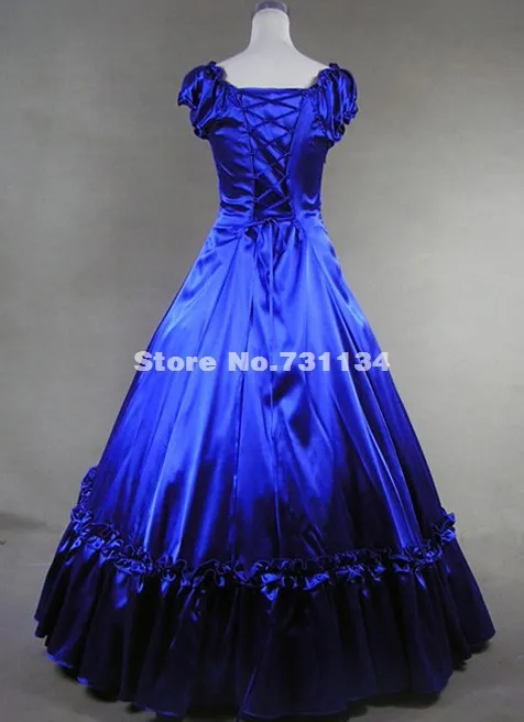 Высокое качество Королевский Синий викторианской платье костюм