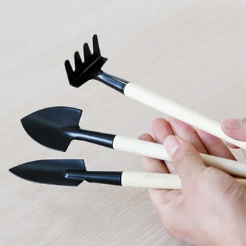 

ZOCDOU 3 Piece Garden Mini Flower DIY Tool Spade Shovel Scoop Rake Bonsai Model Small Statue Figurine Crafts Ornament Miniatures