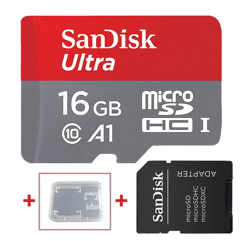 Карта памяти SanDisk Micro SD 32 Гб 16 Гб класс 10 UHS-1 MicroSDHC Mini SD карта 64 Гб 128 ГБ 256 ГБ MicroSDXC для смартфонов на базе Android - Емкость: 16GB-Adapter