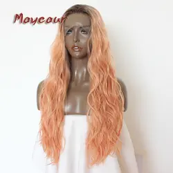Maycaur 180% Плотность волос парик # 1b/светло-оранжевый тела Волнистые парики бесклеевая термостойкая Синтетические Кружева передние парики для