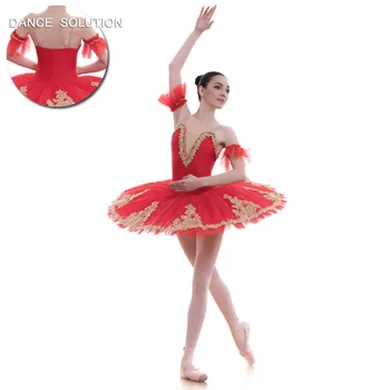 

Red/Gold Pre-Professional Ballet Tutus Child & Women Ballerina Costume Pancake Tutu Dress BLL013