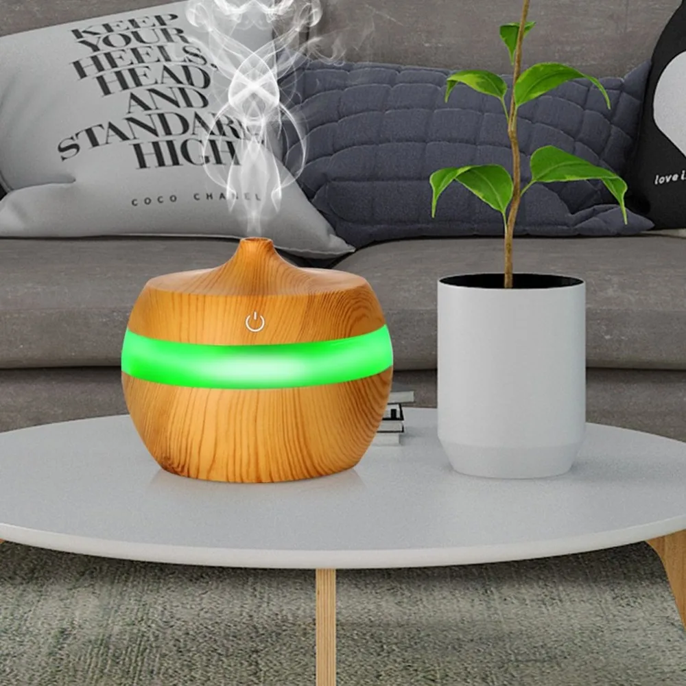 

Electronic Wood Grain Ultrasonic Essential Oil Diffuser Moisture Humidifier Air Freshener with 7 Color Changing Nightlights