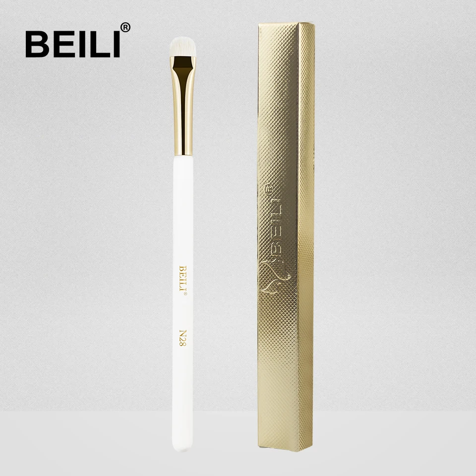 

BEILI luxury 1Pcs XGF Goat Hair Precise blending Detailed small shade Single Makeup Brush Pearl White Handle golden ferrule N28