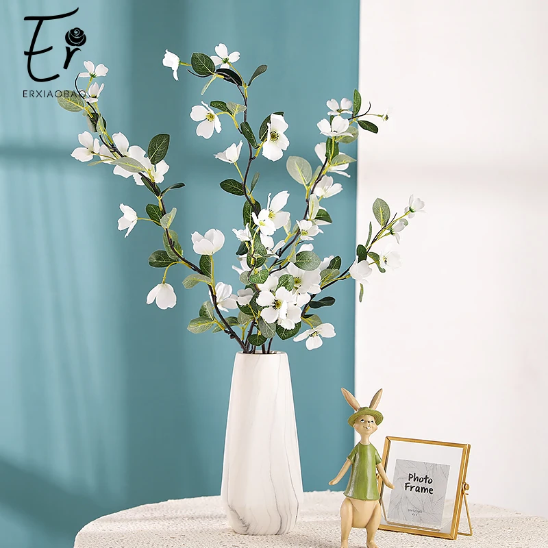 

Erxiaobao White Pink Chinese Wolfberry Flower with Leaf Artificial Flowers Fake Silk Plants Table Ornaments Farmhouse Home Decor