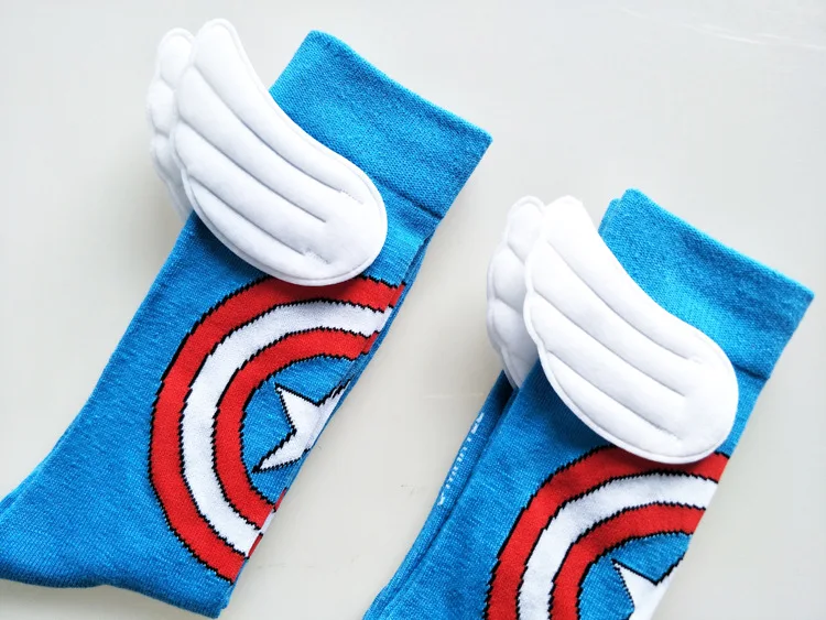 Мультфильм Аниме Супермен крыло счастливые Компрессионные носки для мужчин хлопок теплый корейский Забавный Новинка уличная одежда мужской носок Calcetines