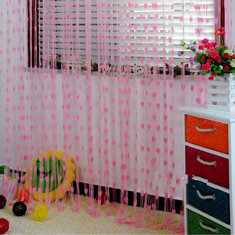 Love heart Line String Curtain Window Shades Door Divider Sheer Separate Curtain Romantic Wedding Decor Curtain Home Decoration10
