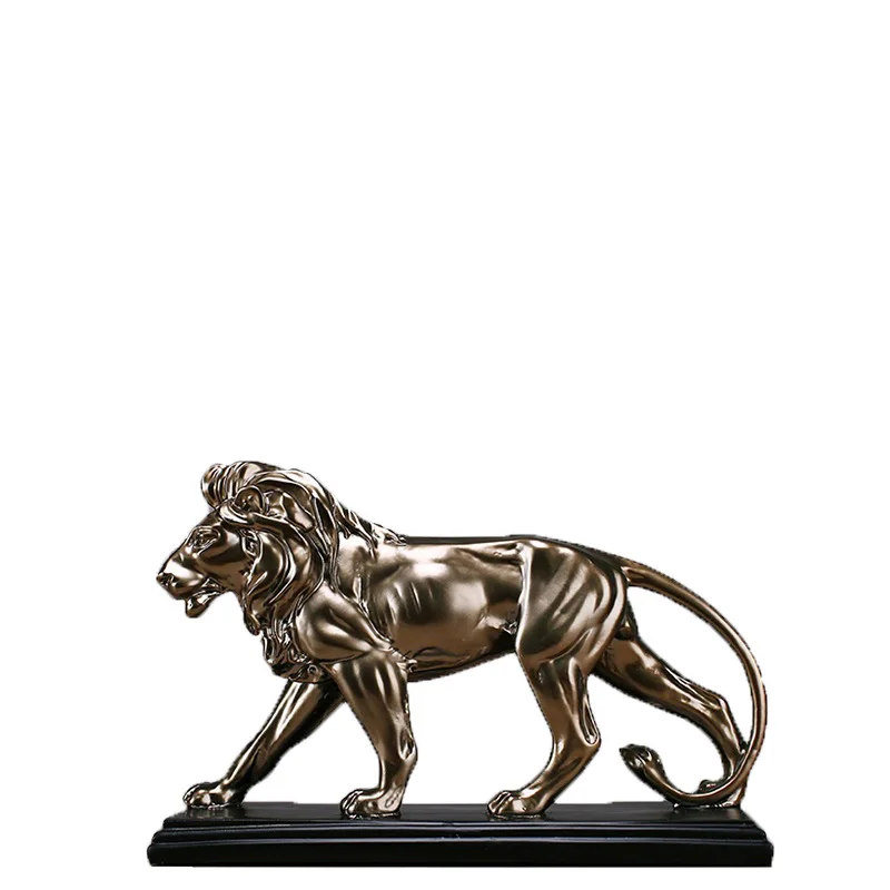 

African Ferocious Lion Sculpture Statue Silver Domineering Animal Lion Home Furnishings Decoration R334