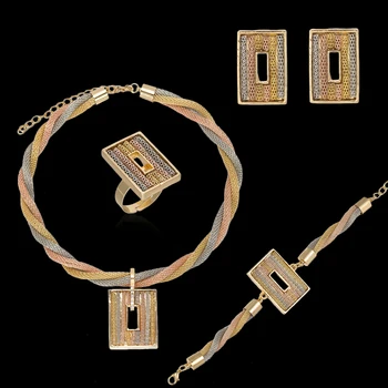

MuKun New Dubai Gold color Jewelry Set For Women Big Necklace Bridal Wedding Indian Ethiopian Jewelry African Beads Jewelry Set