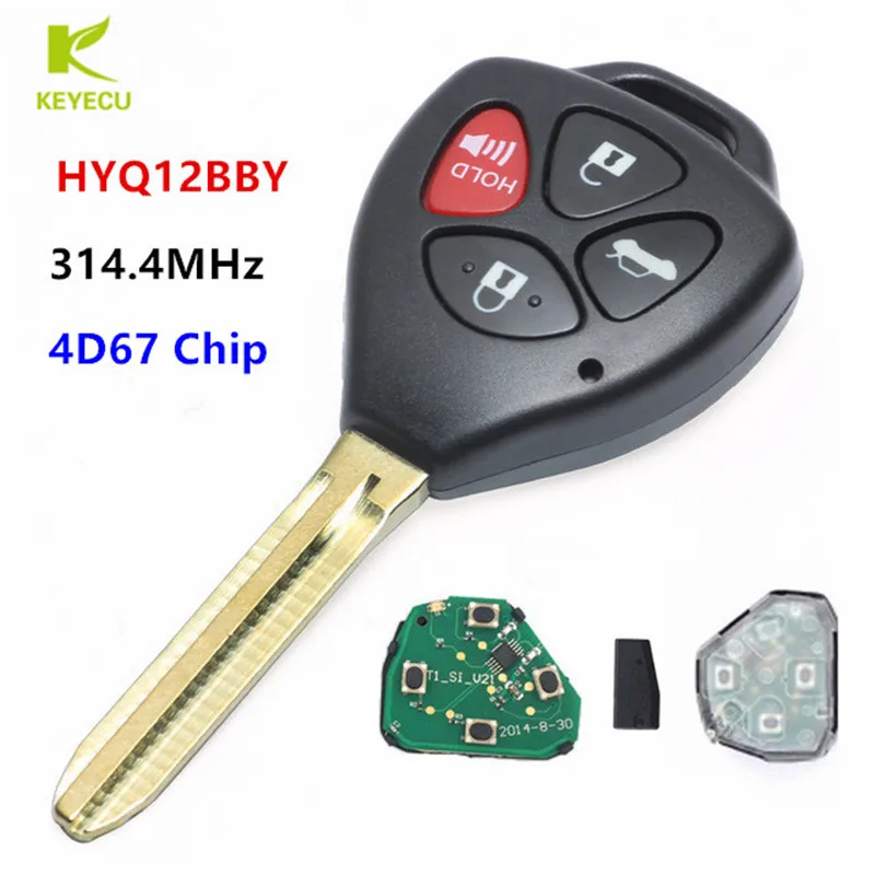KEYECU Replacement Remote Key 4 Buttons 314 4MHz 4D67 Chip For 2007 2010 Toyota Camry FCC 