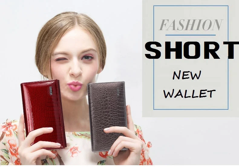 VICKAWEB Genuine Leather Small Wallet Women Wallets Alligator Short Purse Coins Hasp Girls Wallet Fashion Female Ladies Wallets-003
