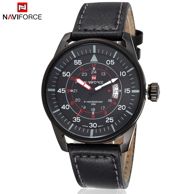 Relogio Masculino Fashion Watch NAVIFORCE Quartz Watch Sport Military Watches Men Luxury Brand Leather Strap Men Clock 9044