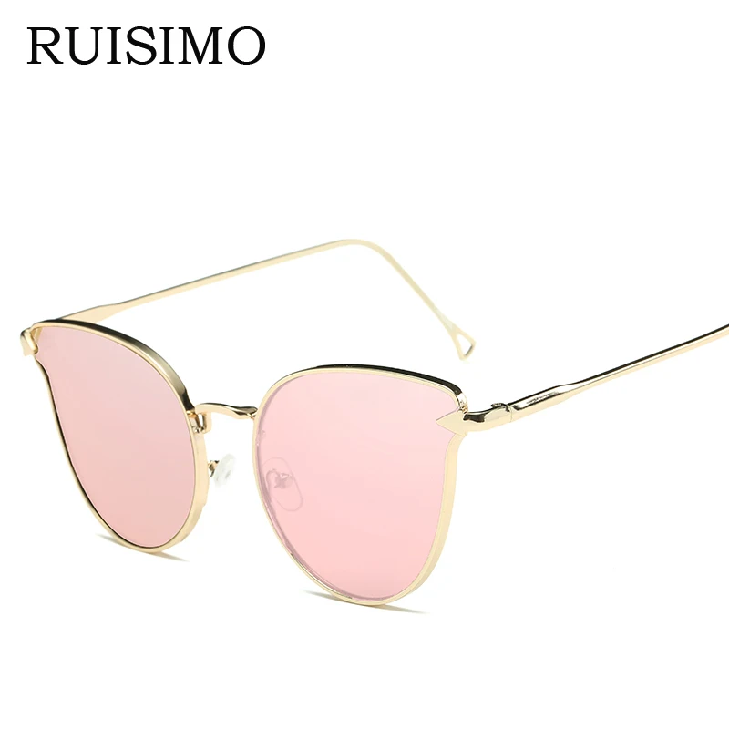Růžové vintage Zrcadlo ženské Ženy Oko Sluneční brýle kolo Značka Designer šipka dámy Sluneční brýle pro ženy retro Feminino